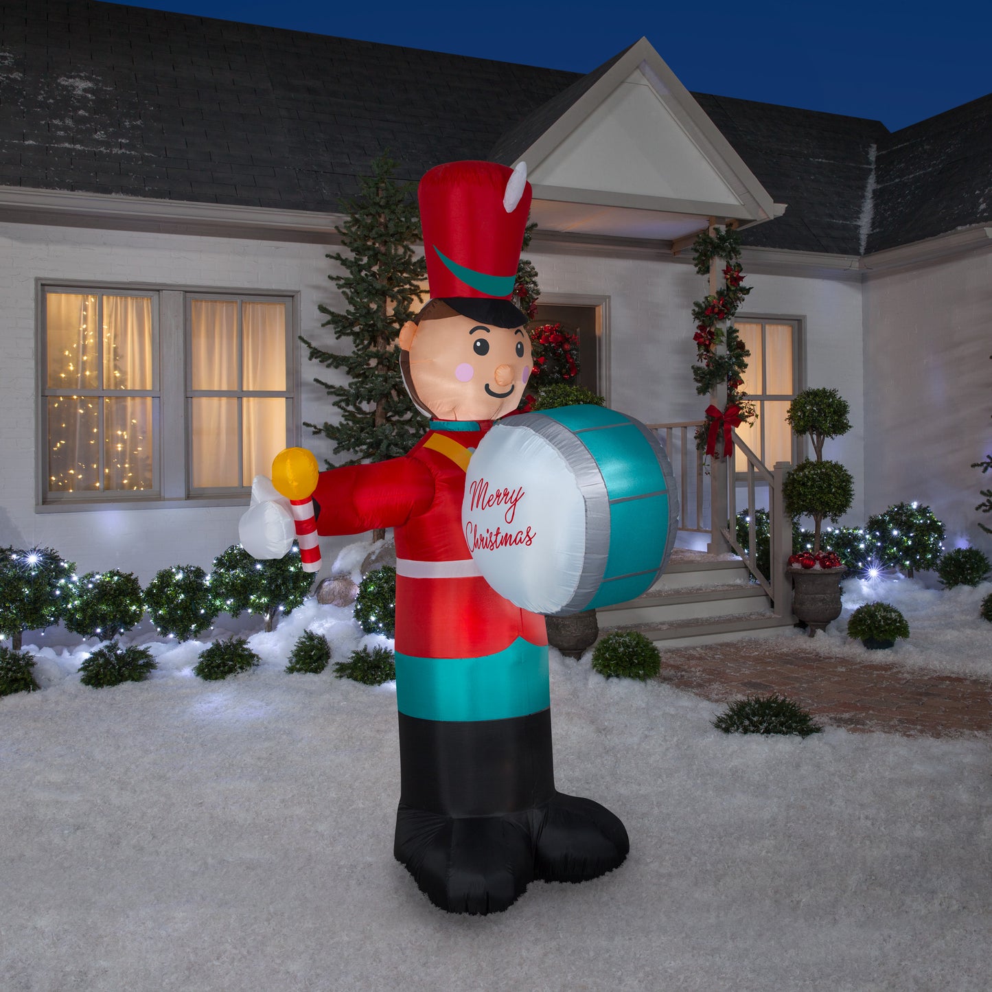 8' Animated Drumming Soldier Christmas Inflatable lifestyle