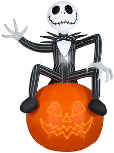 Gemmy Lightshow Airblown Micro Lights Jack Skellington on Pumpkin Giant Disney, 10 ft Tall, Multi