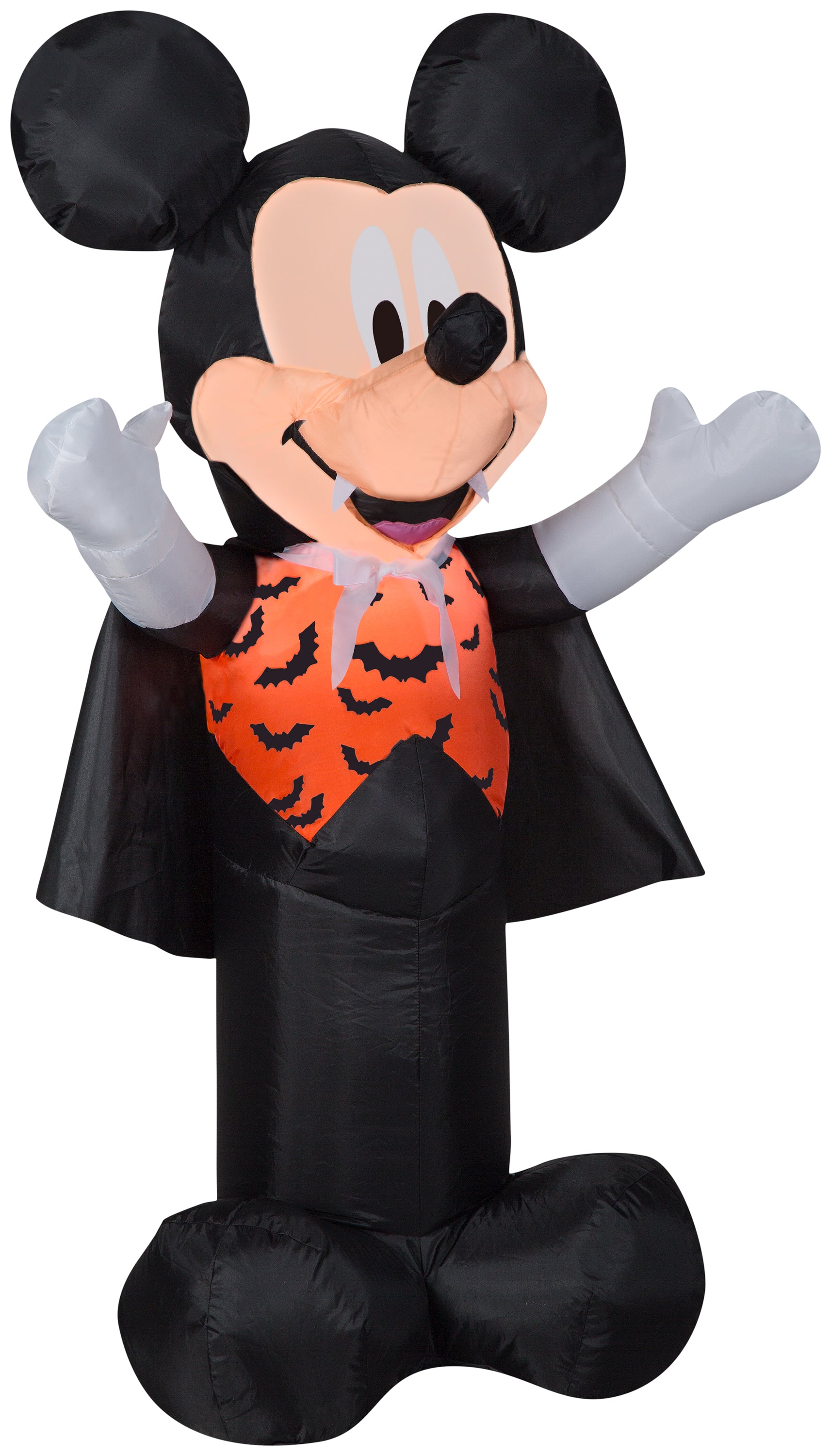 Gemmy Airblown Inflatable Mickey as Vampire w/Orange Bat Vest Disney, 3.5 ft Tall, Multicolored