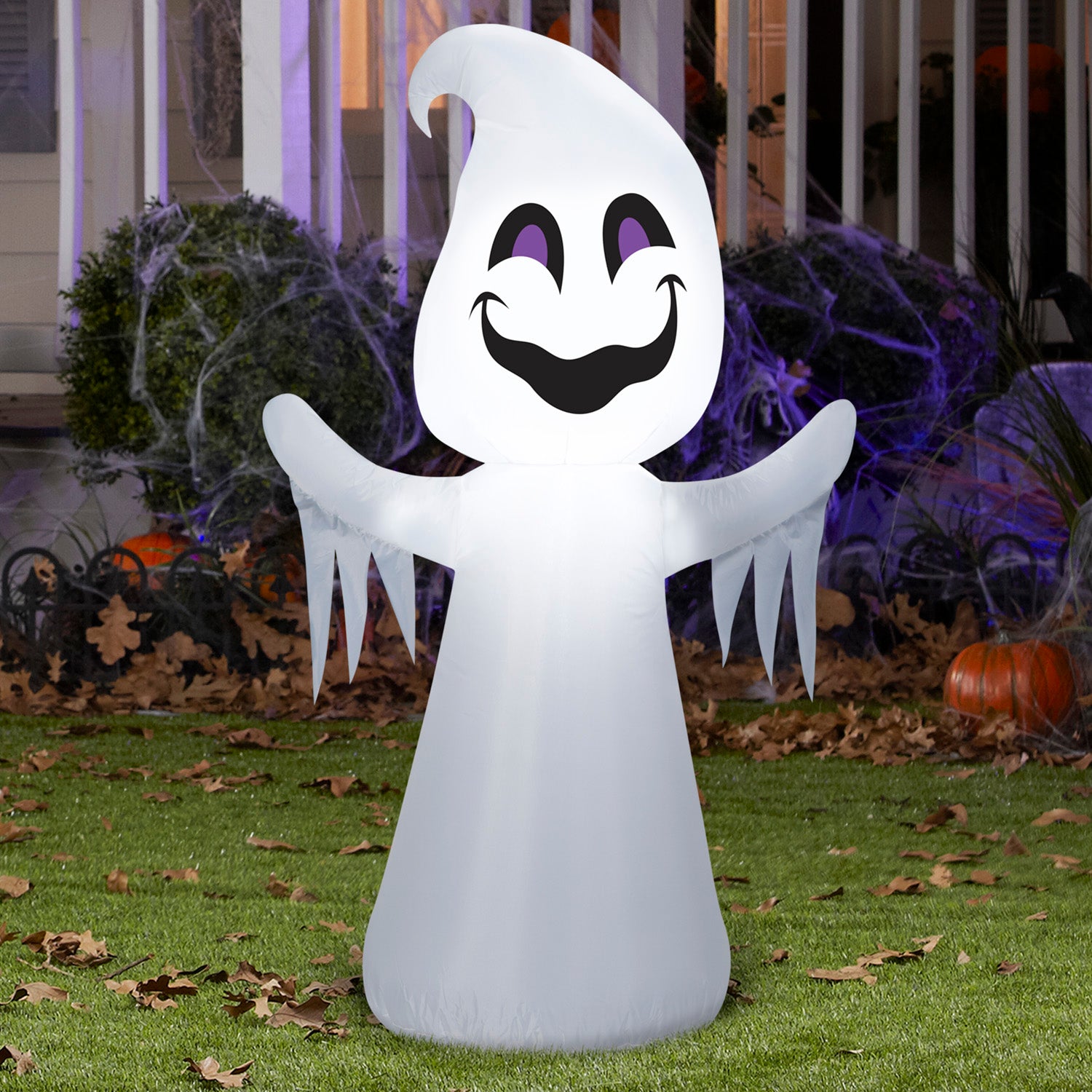 Gemmy Halloween Inflatable Happy Ghost, 3.5 ft Tall, Multi