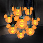 Load image into Gallery viewer, Disney Mickey Mouse Pumpkin Musical Light String with EmoteGlow Singing Faces, 8 Lights, Battery-Operated Indoor Halloween Decor
