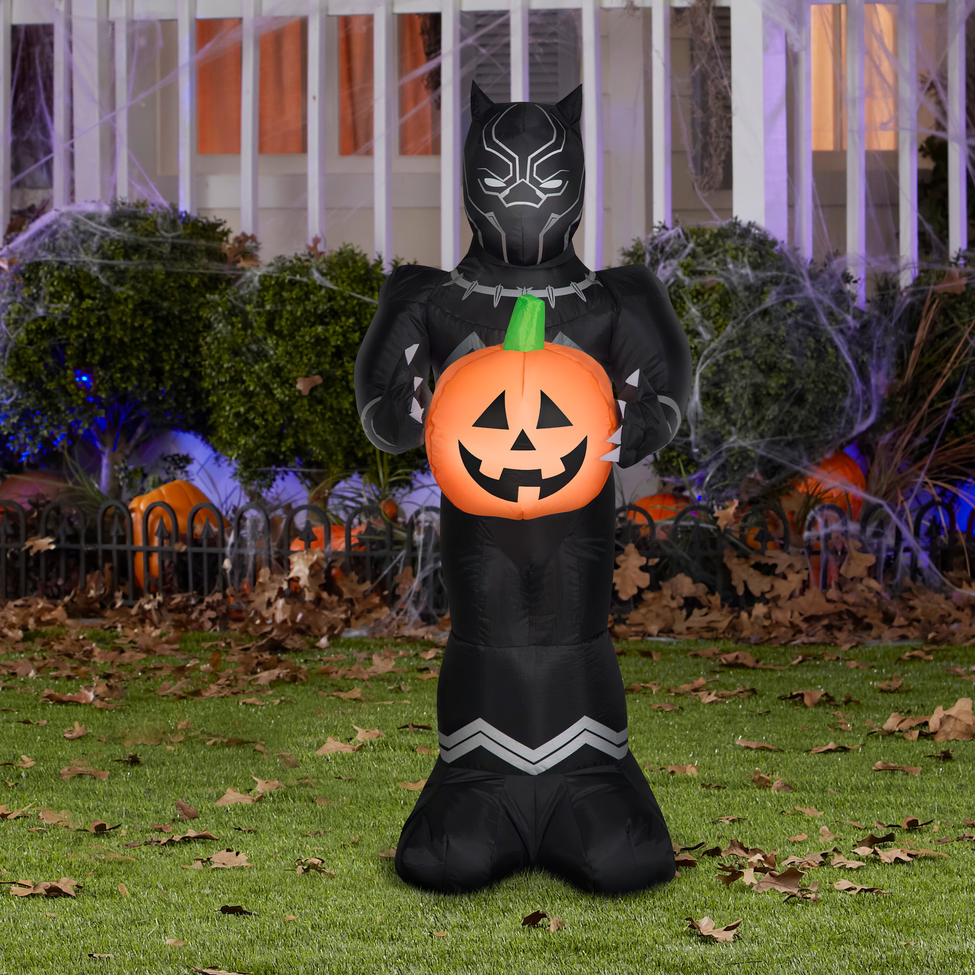 3.5' Black Panther w/ Pumpkin Halloween Inflatable lifestyle