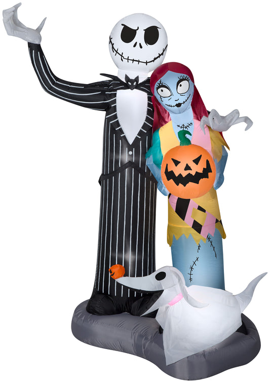 Inflatable Jack Skellington, Sally and Zero, 6 ft Tall, black