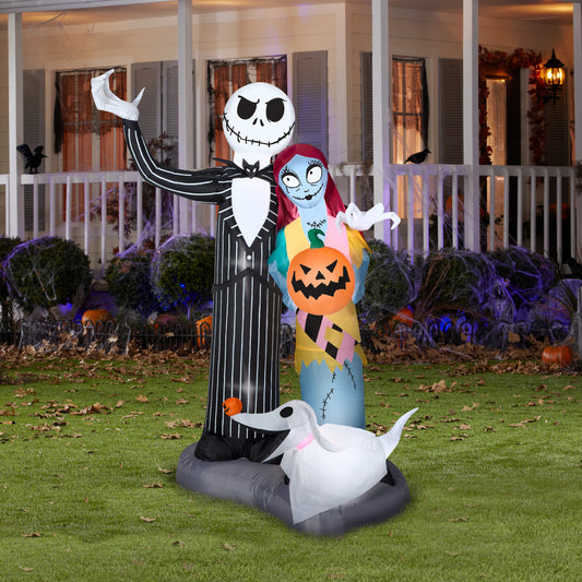Inflatable Jack Skellington, Sally and Zero, 6 ft Tall, black lifestyle