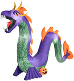 Load image into Gallery viewer, Gemmy Airblown Serpent w/Flaming Mouth Colossal, 10.5 ft Tall, Purple

