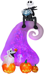 Load image into Gallery viewer, 9&#39; Animated Projection Airblown Jack Skellington Nightmare Before Christmas Scene
