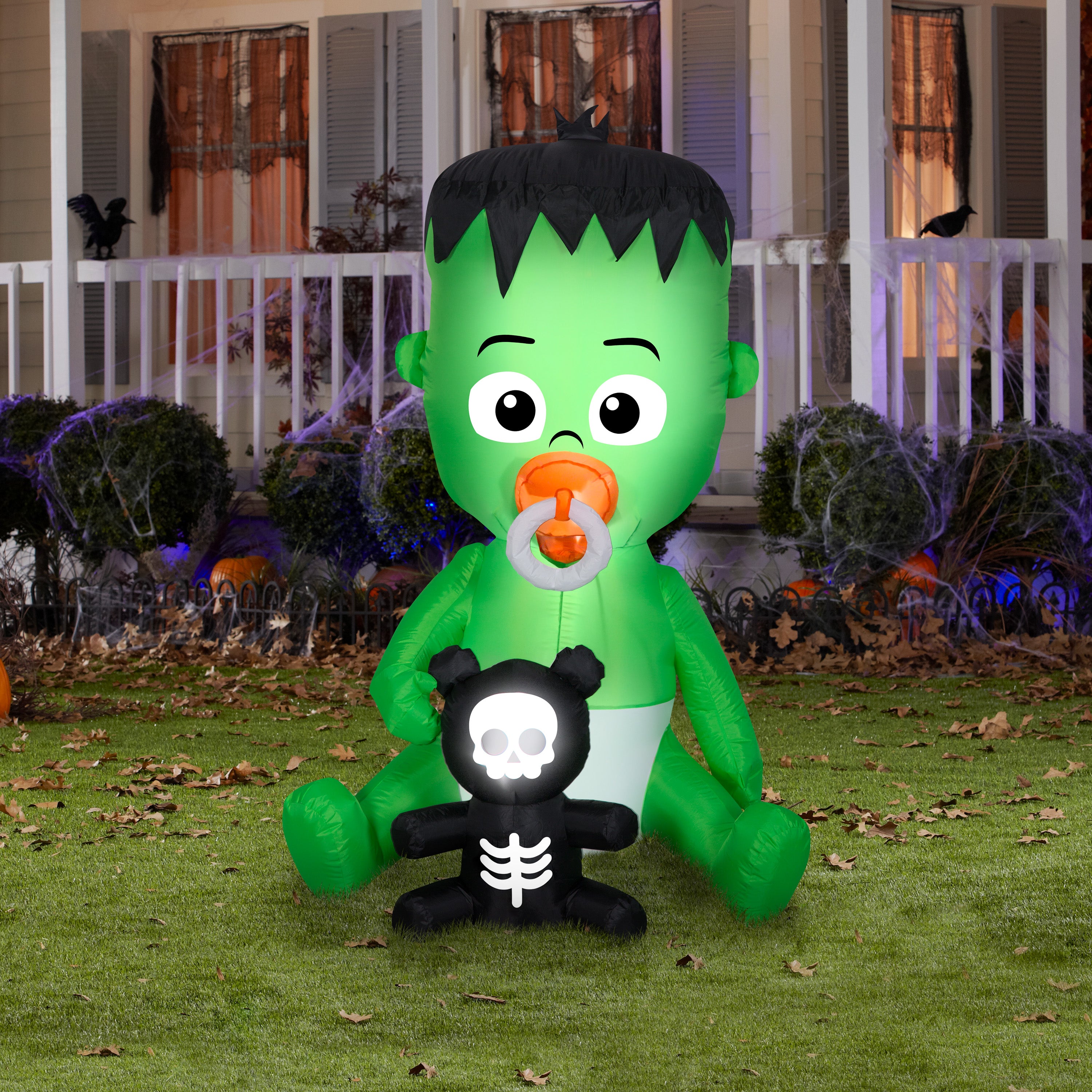 Gemmy Animated Airblown Nom Nom Baby w/Pacifier, 5.5 ft Tall, green
