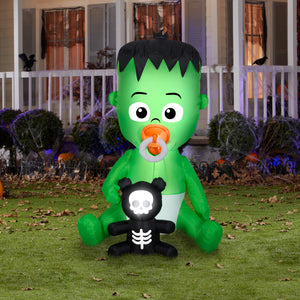 Gemmy Animated Airblown Nom Nom Baby w/Pacifier, 5.5 ft Tall, green