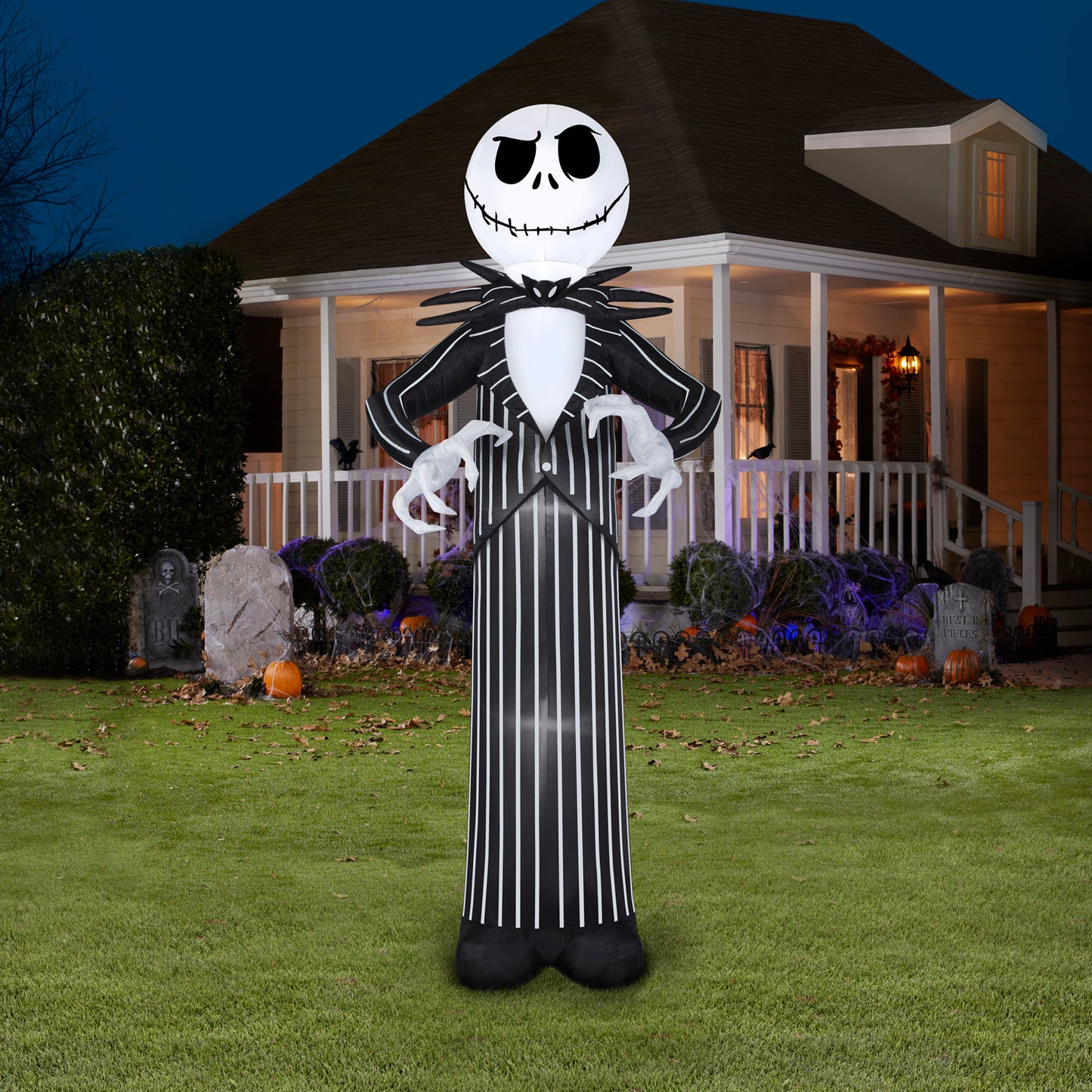 Giant Halloween Inflatable Jack Skellington, 10 ft Tall lifestyle