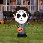 Load image into Gallery viewer, Gemmy Airblown Inflatable Michael Myers with Pumpkin, 5 ft Tall, Multicolored
