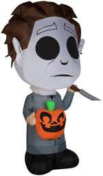 Load image into Gallery viewer, Gemmy Airblown Inflatable Michael Myers with Pumpkin, 5 ft Tall, Multicolored
