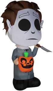 Gemmy Airblown Inflatable Michael Myers with Pumpkin, 5 ft Tall, Multicolored