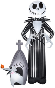 9' Airblown Jack Skellington and Zero Halloween Inflatable