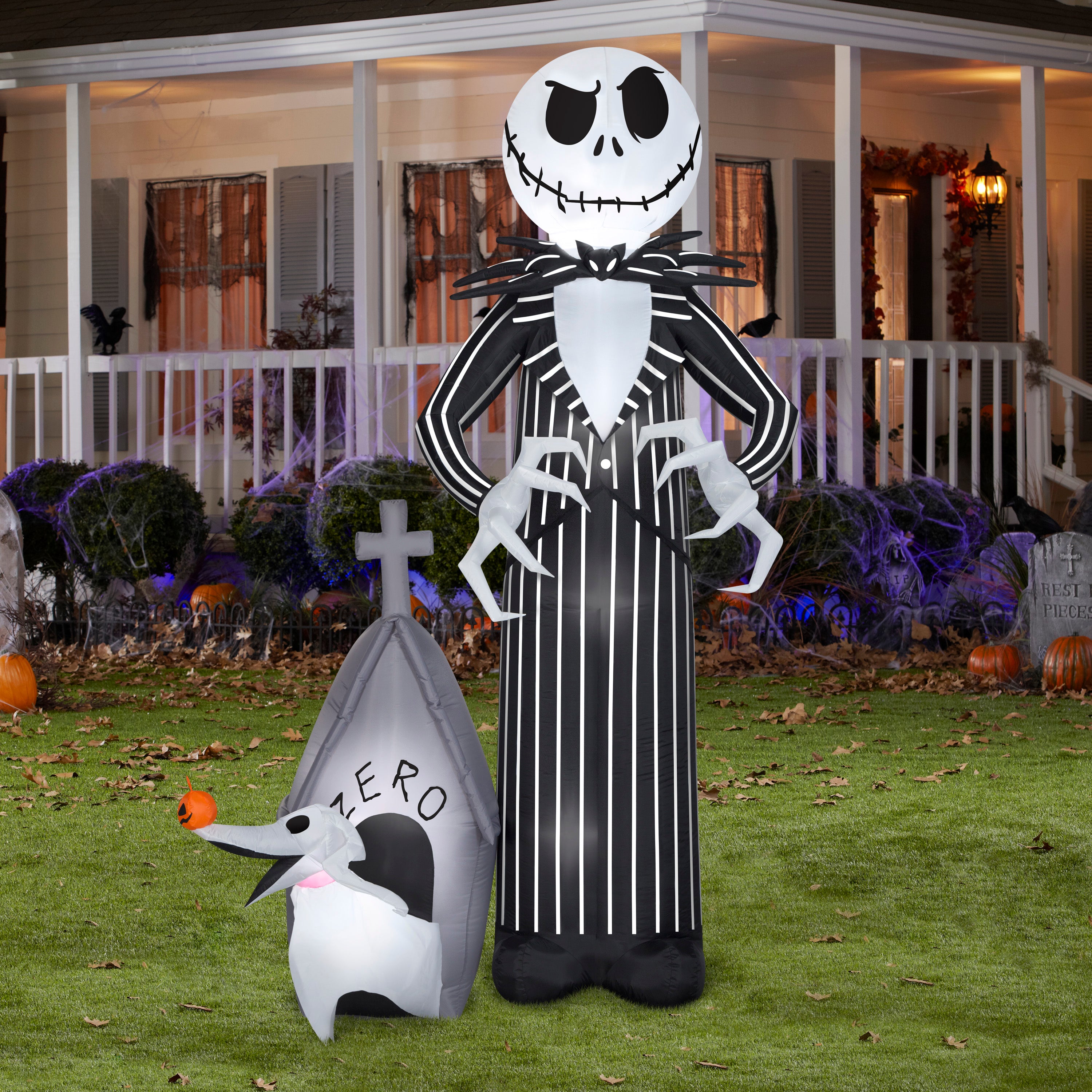 9' Airblown Jack Skellington and Zero Halloween Inflatable