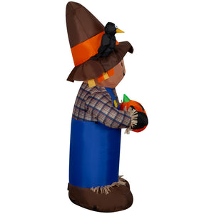 Gemmy Airblown Scarecrow w/JOL Scene, 5 ft Tall, Multi