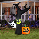 Load image into Gallery viewer, Gemmy Airblown Tree w/Ghost &amp; JOL Scene OPP, 7 ft Tall

