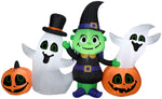 Load image into Gallery viewer, Gemmy Airblown Witch w/Ghost and Pumpkins Collection Scene , 4 ft Tall, Multicolored
