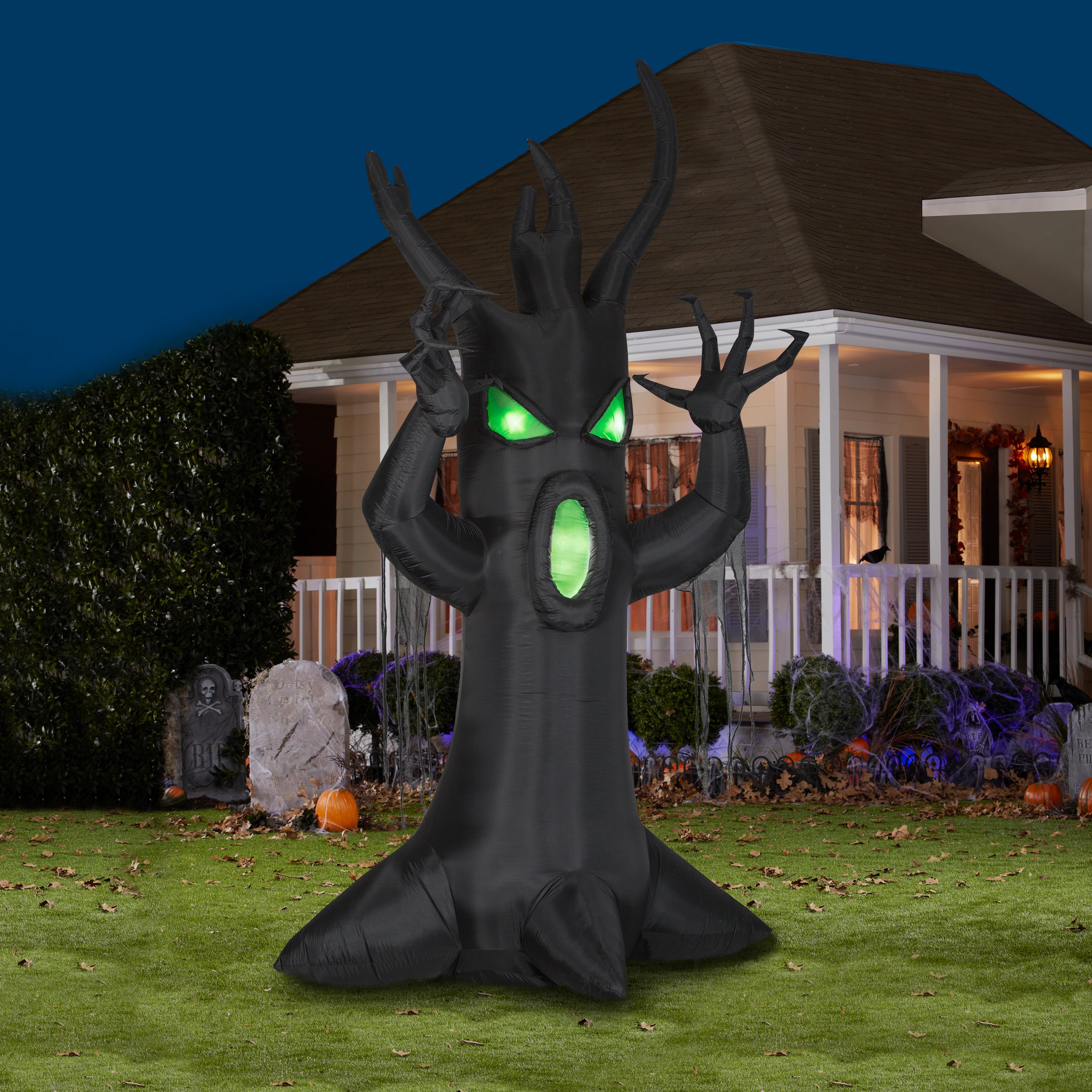 Gemmy Giant Airblown Inflatable Scary Tree, 12 ft Tall, black