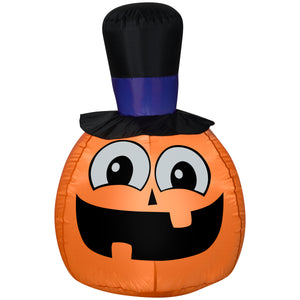 Airblown 3 1/2' Gemmy Inflatable Happy Pumpkin w/Top Hat