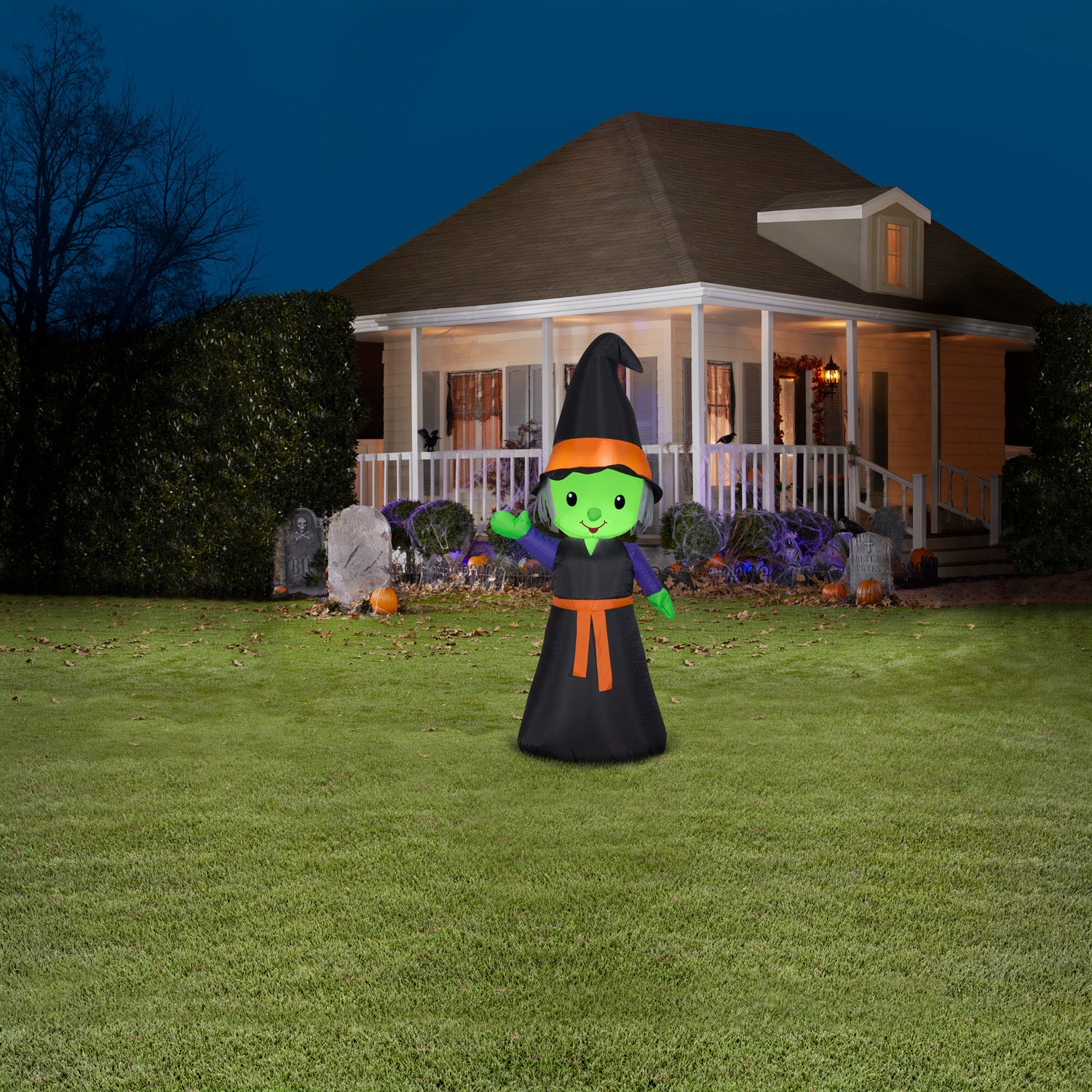 Halloween Inflatable Cute Witch, 4 ft Tall lifestyle