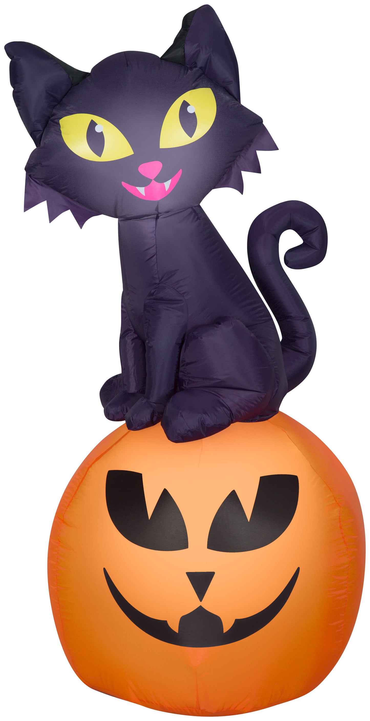 Inflatable Halloween Cat on Pumpkin 5.5 ft