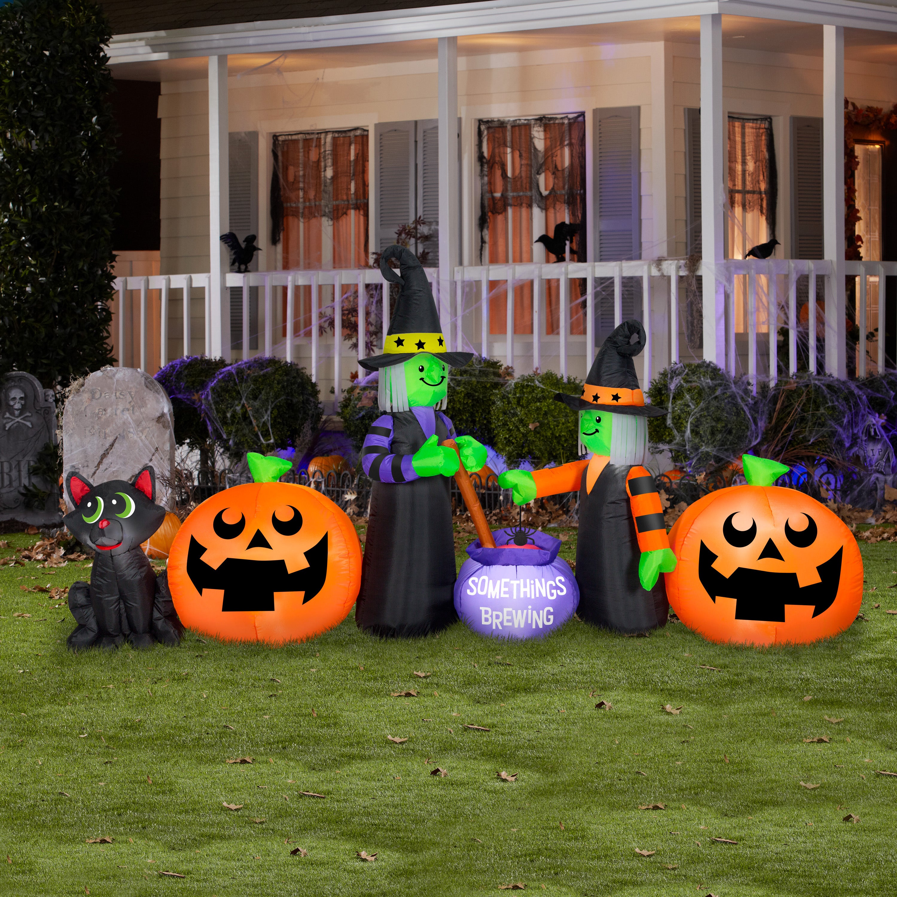 Gemmy Airblown Brewing Witch Collection Scene, 9 ft Tall, Multicolored