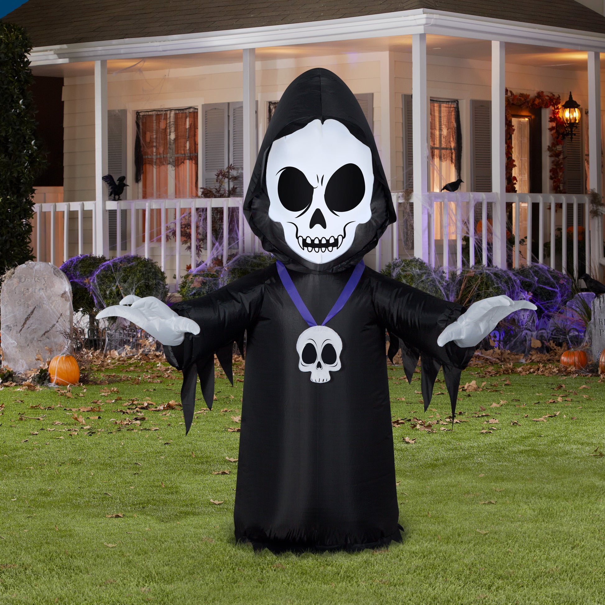 4' Inflatable Skull Reaper lifestyle