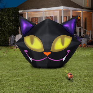 Gemmy Projection Airblown Setiling Cat w/1 EyeScreams Projection included (Yellow) , 4 ft Tall