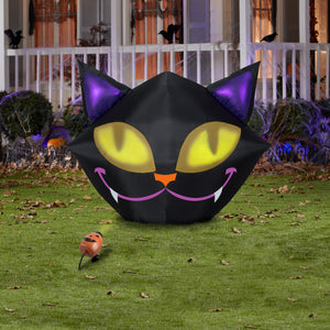 Gemmy Projection Airblown Setiling Cat w/1 EyeScreams Projection included (Yellow) , 4 ft Tall