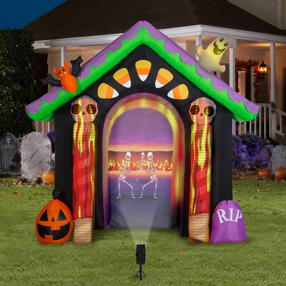 8.5' Living Projection Airblown-Archway Screen-Candy House w/Removable Screen Halloween Inflatable lifestyle