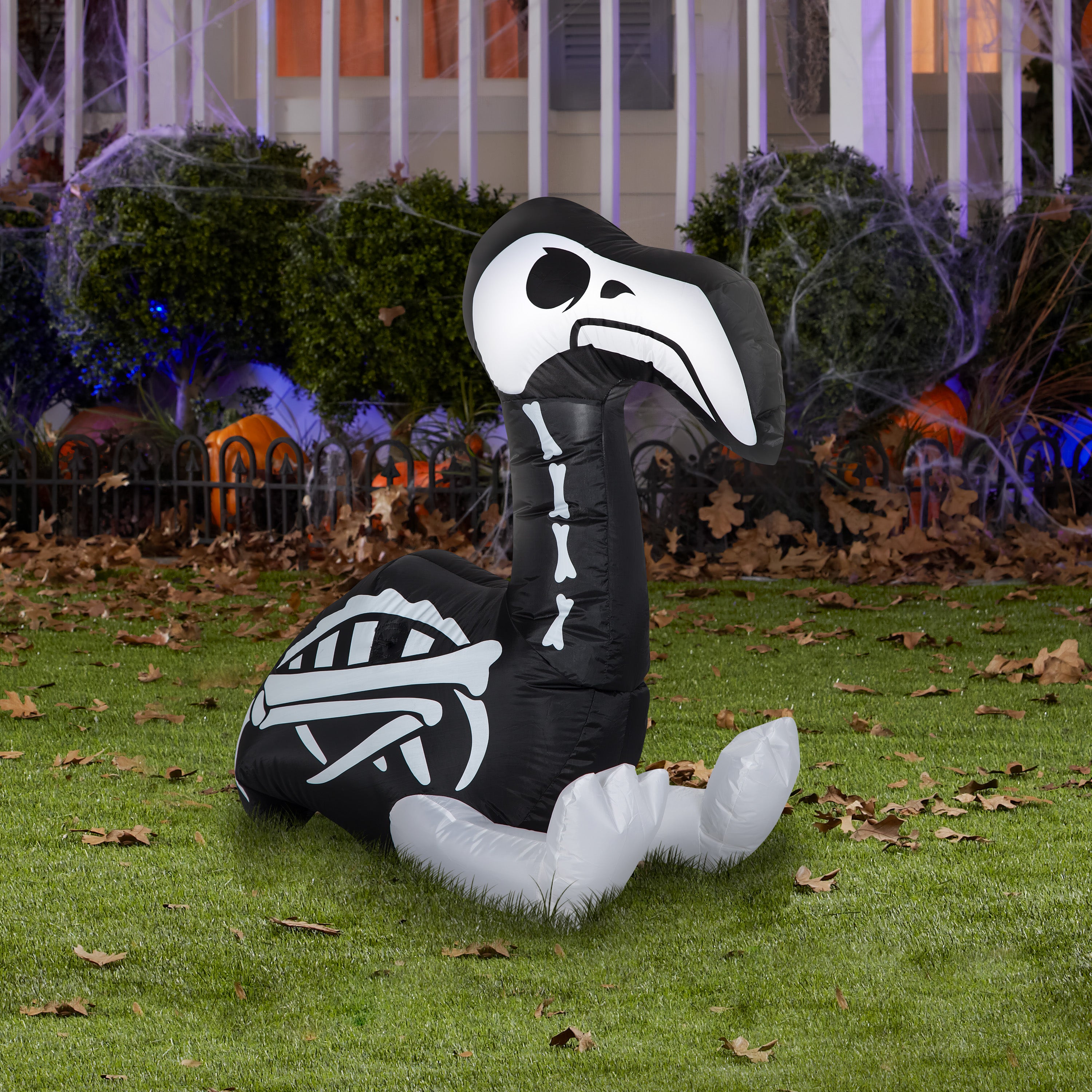 Gemmy Airblown Skeleton Flamingo, 3 ft Tall, Multicolored