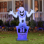 Load image into Gallery viewer, Gemmy Halloween Inflatable Ghost and Tombstone with Flickering Black Lights, 5 ft Tall, Multi
