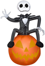 Load image into Gallery viewer, Gemmy 3.5ft Airblown Inflatable Nightmare Before Christmas Jack Skellington on Pumpkin

