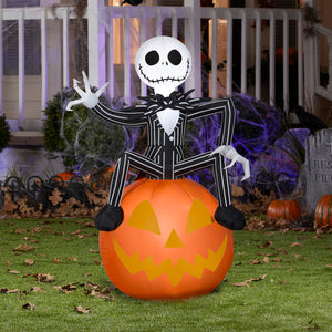 Gemmy 3.5ft Airblown Inflatable Nightmare Before Christmas Jack Skellington on Pumpkin
