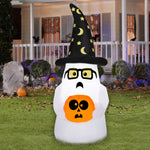 Load image into Gallery viewer, Gemmy Airblown Inflatable Trick or Treating Ghost w/ Wizard Hat, 4 ft Tall, Multi
