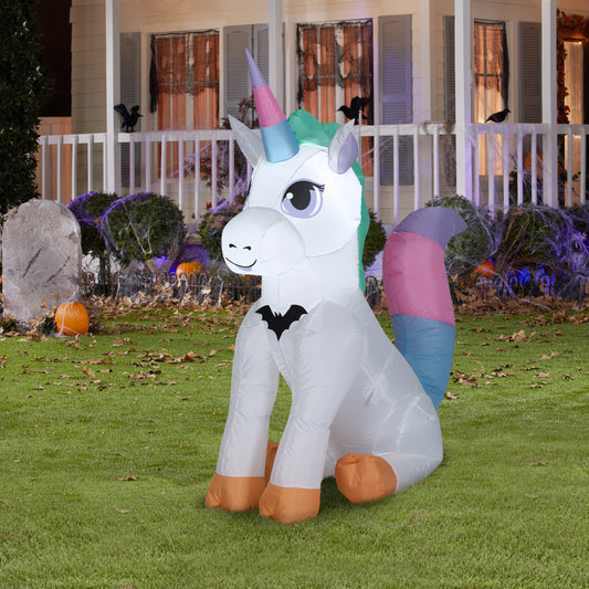 Halloween Inflatable 3.5' Unicorn w/Bat Airblown lifestyle