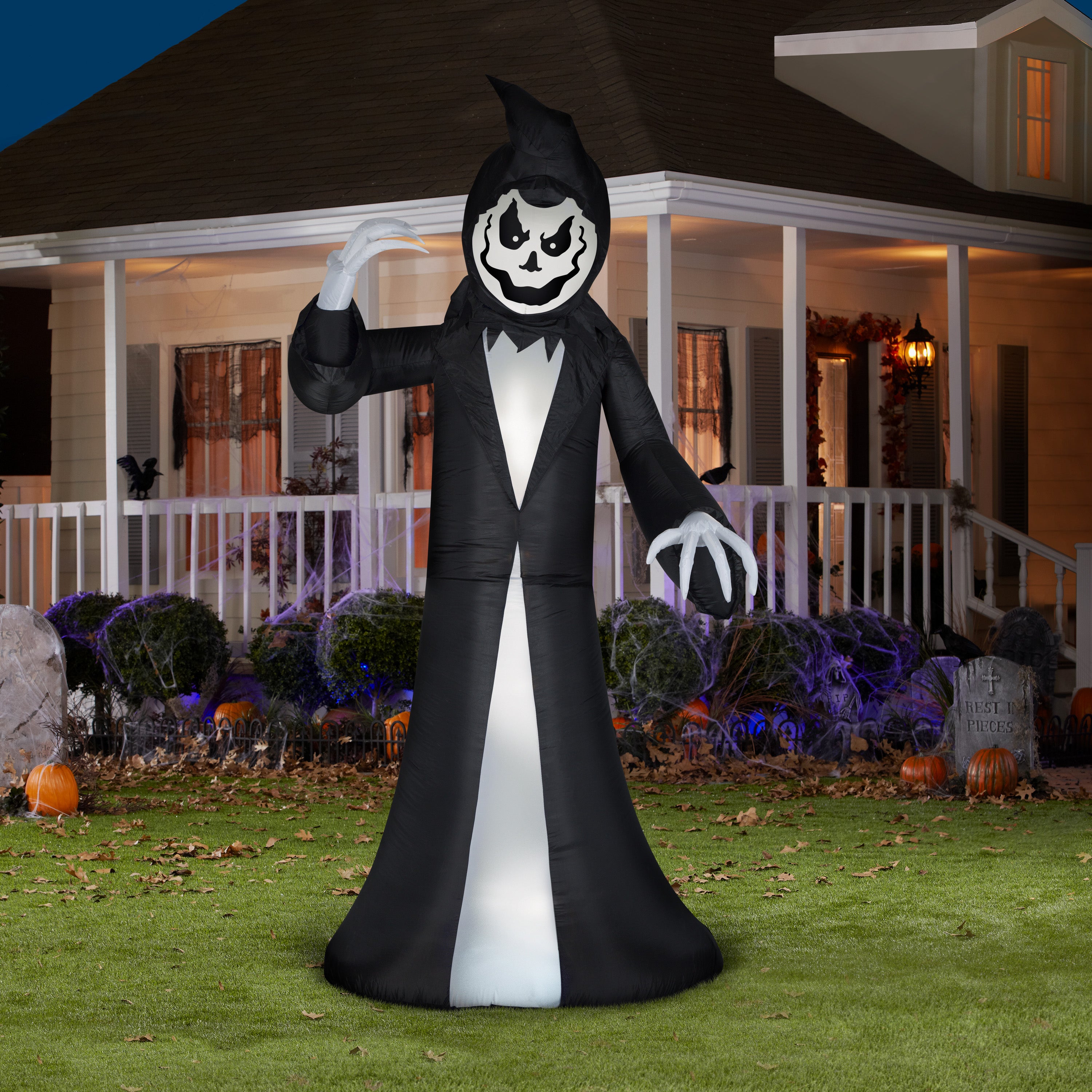 Gemmy Animated Airblown Inflatable Reaper, 9.5 ft Tall, Black
