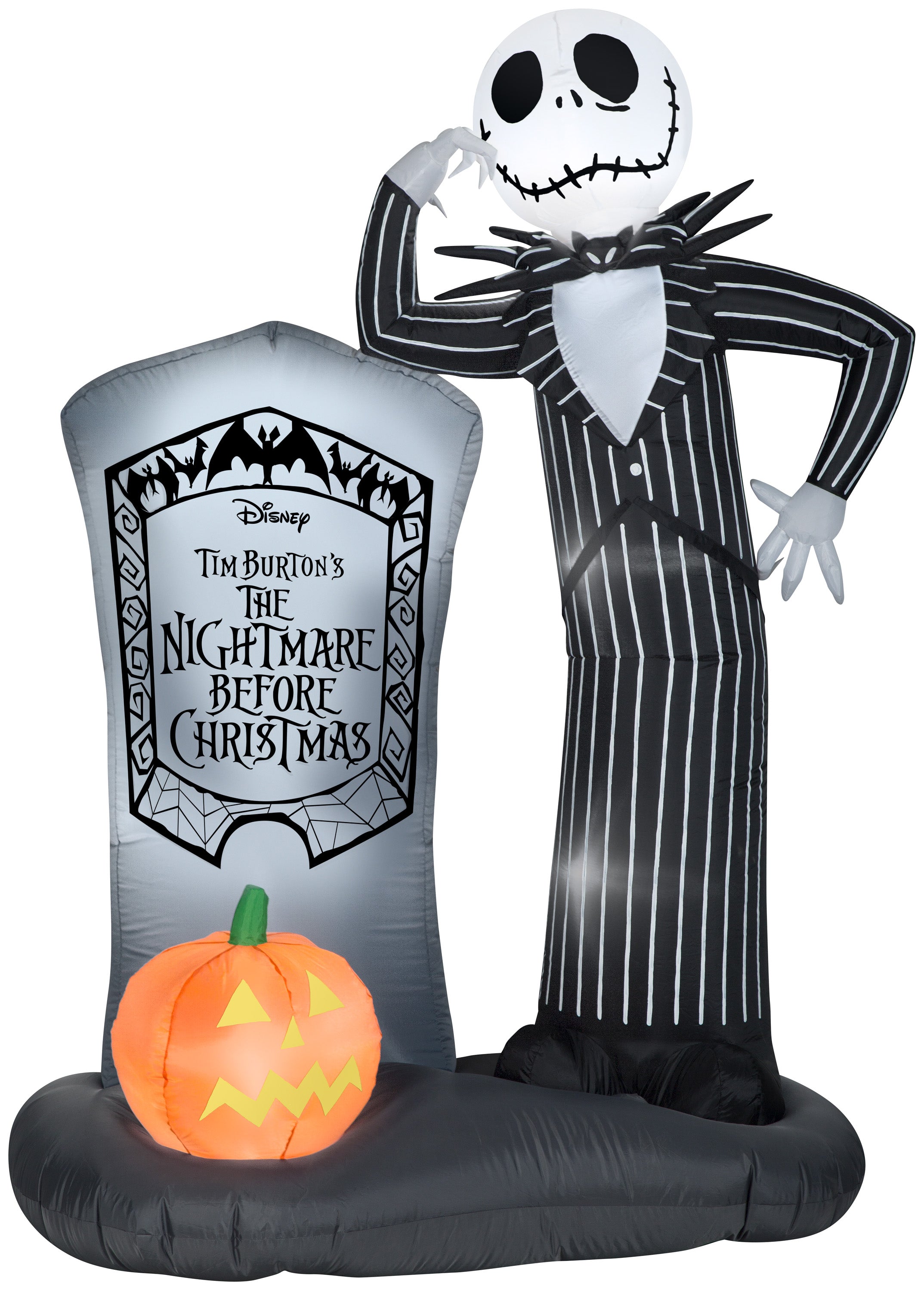 Gemmy 6 ft Tall Airblown Jack Skellington w/Tombstone Scene Disney