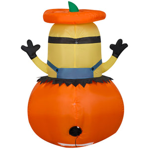 Gemmy Airblown Inflatable Minion Popping Out Of Pumpkin Universal, 3 ft Tall, Multi