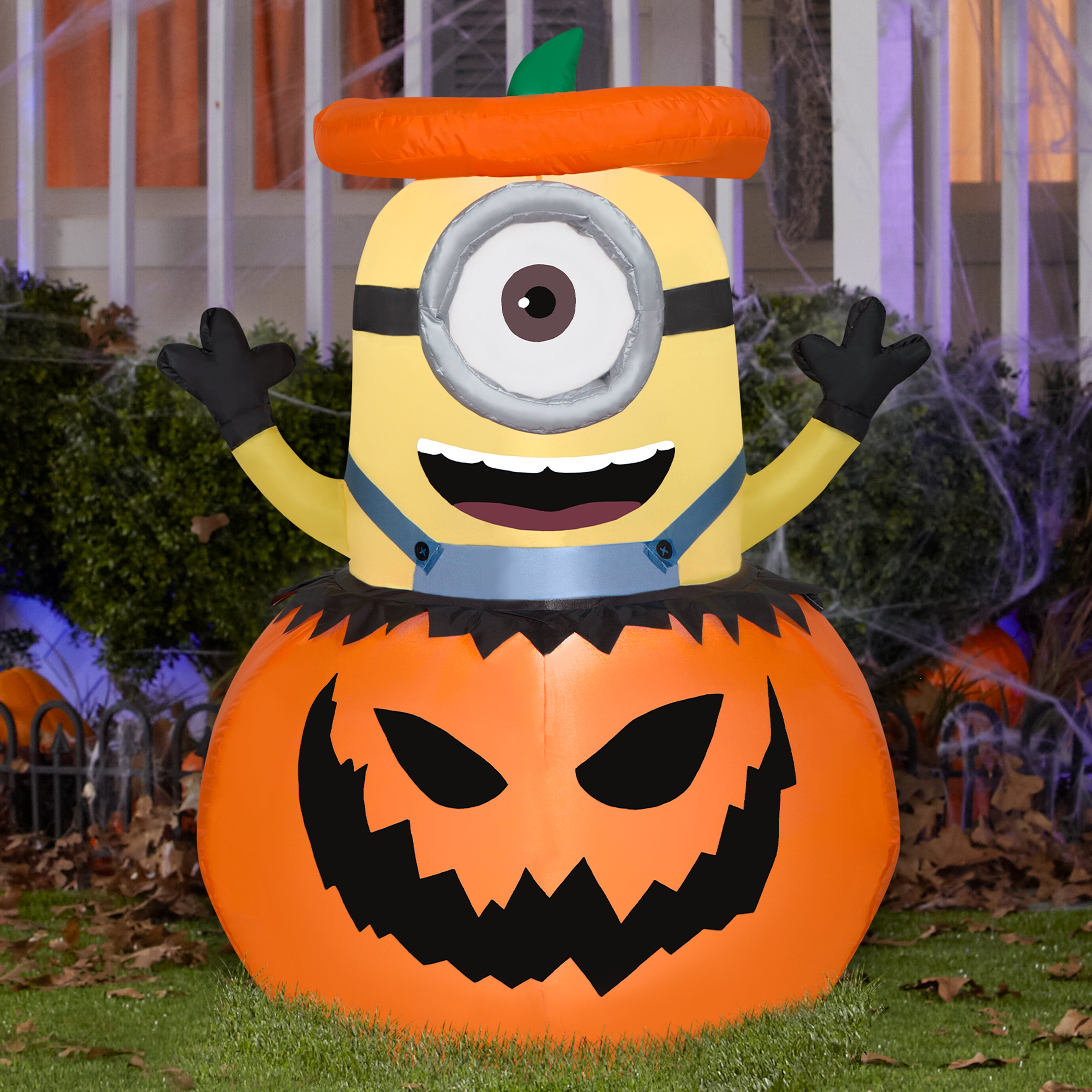 Gemmy Airblown Inflatable Minion Popping Out Of Pumpkin Universal, 3 ft Tall, Multi