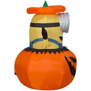 Gemmy Airblown Inflatable Minion Popping Out Of Pumpkin Universal, 3 ft Tall, Multi