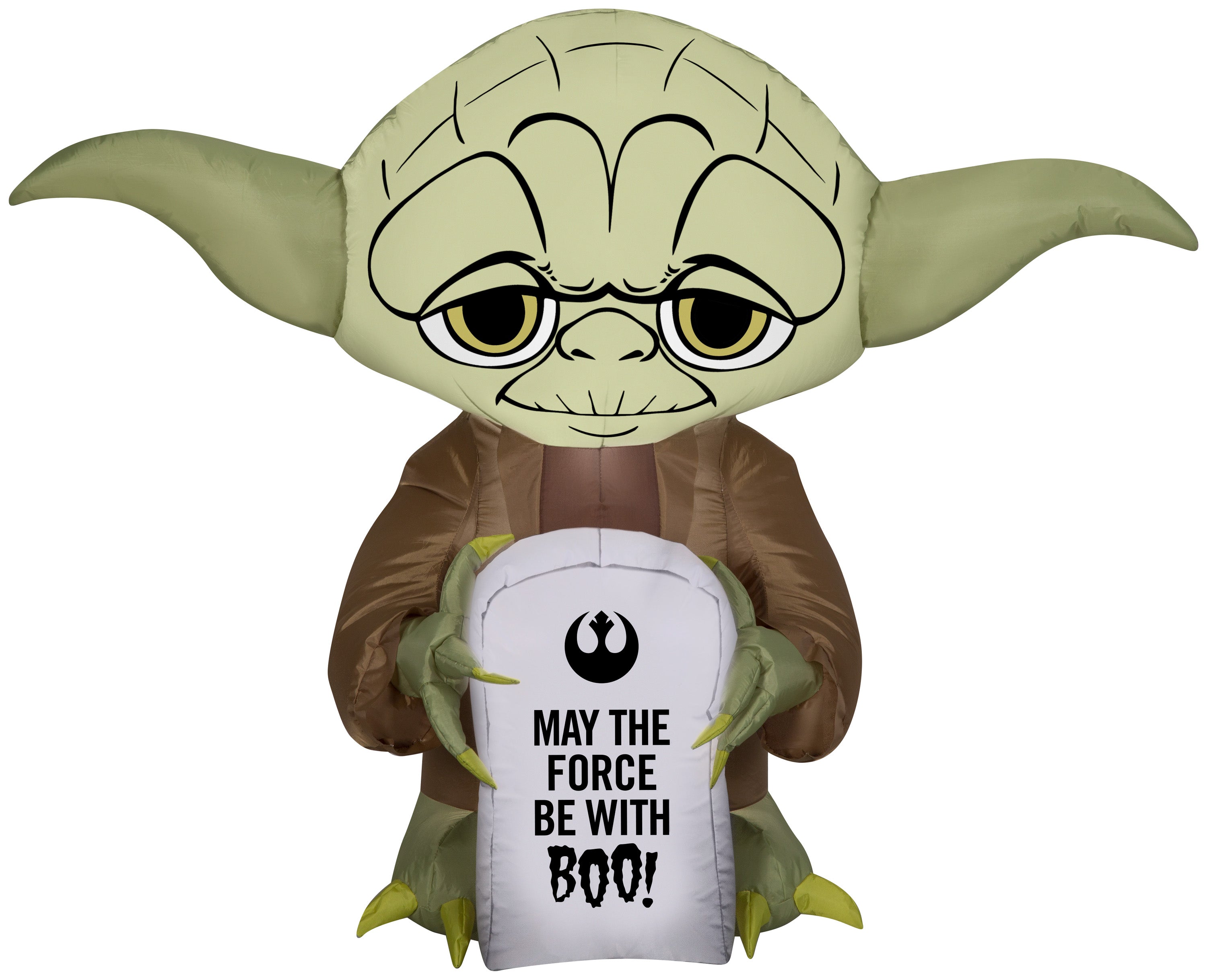 Gemmy Airblown Stylized Yoda w/Tombstone, 3 ft Tall, Brown