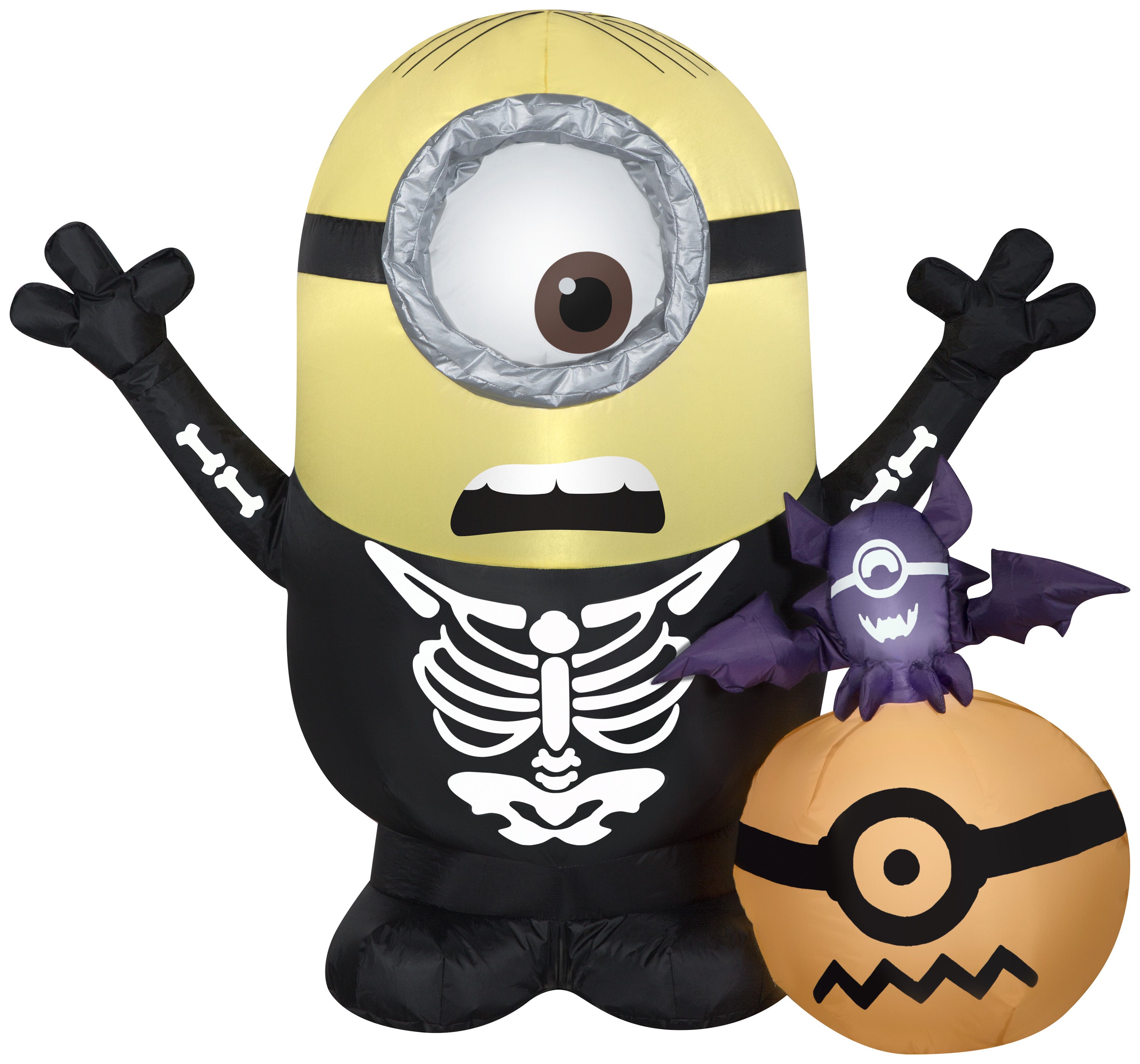 Gemmy 3.5' Airblown Inflatable Minion Skeleton w/Pumpkin Scene Universal