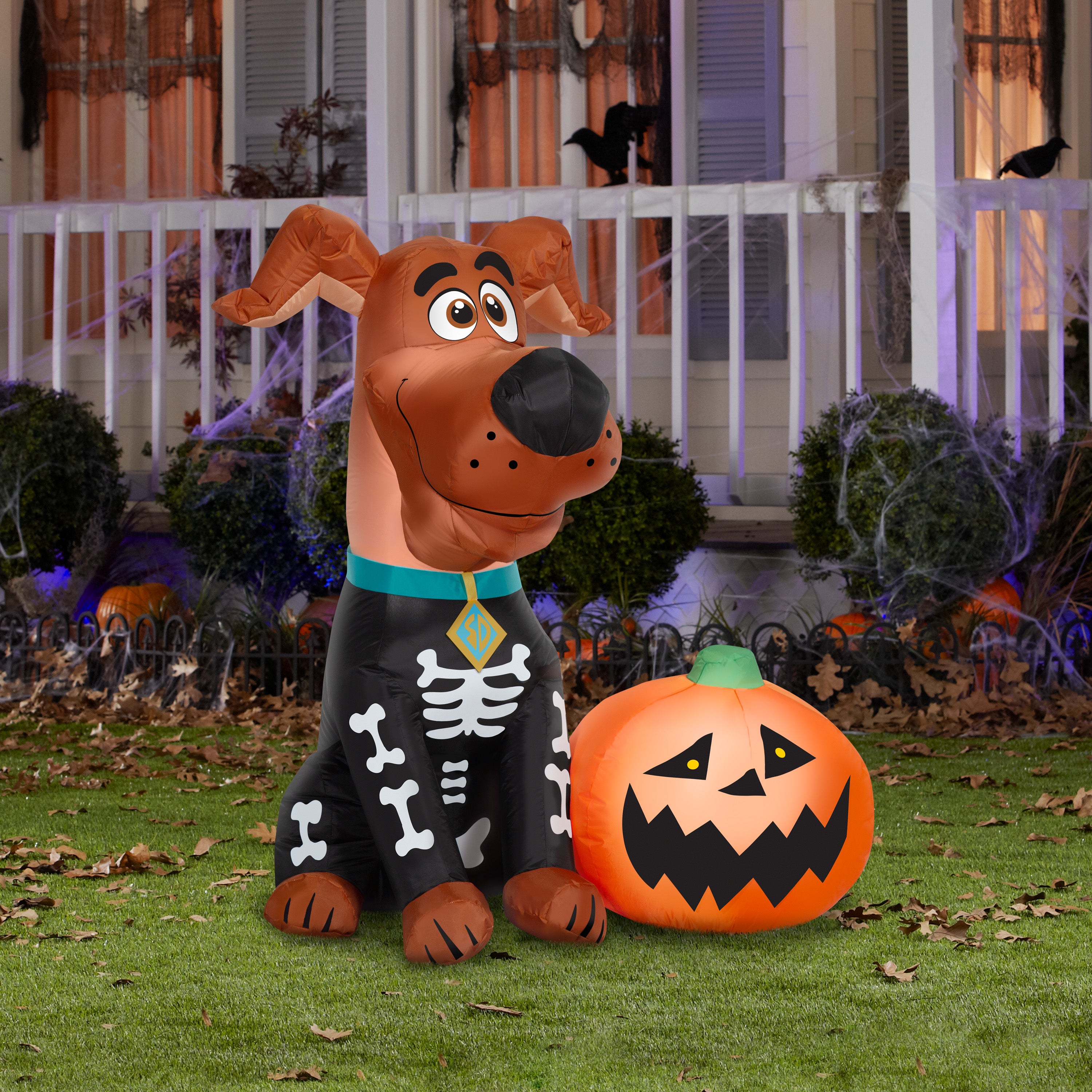 Gemmy Airblown Inflatable SCOOB w/Pumpkin Scene WB, 4 ft Tall, Multicolored