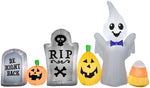 Load image into Gallery viewer, Gemmy Airblown Ghost in Cemetery Scene , 5 ft Tall
