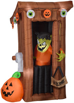 Load image into Gallery viewer, Gemmy Animated Airblown Door Opening Spooky Outhouse w/Monster Scene, 6 ft Tall, brown
