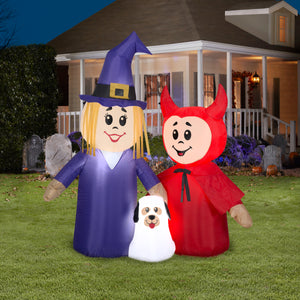 Gemmy Christmas Airblown Inflatable Treater Trio Scene, 5 ft Tall, Multicolored