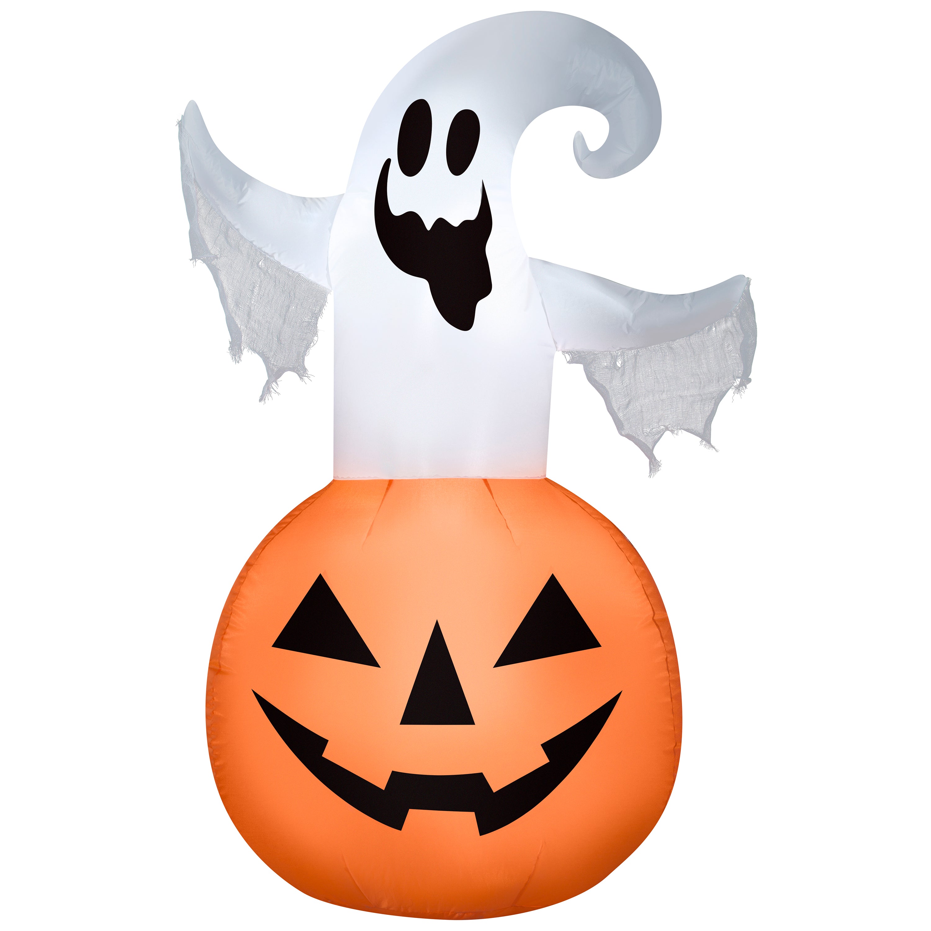 Gemmy Halloween Inflatable Jack O' Lantern with Ghost, 4.5 ft Tall, Multi