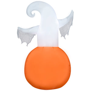 Gemmy Halloween Inflatable Jack O' Lantern with Ghost, 4.5 ft Tall, Multi