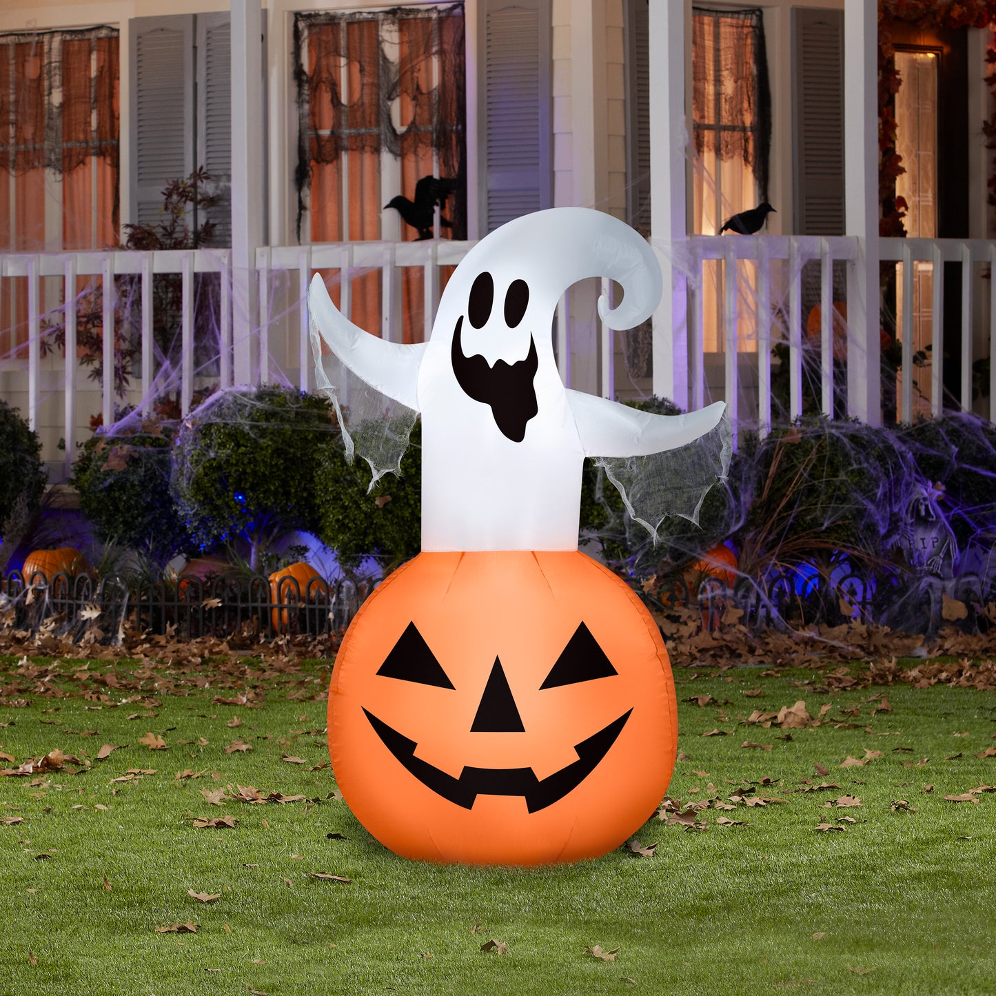 Halloween Inflatable Jack O' Lantern with Ghost, 4.5 ft Tall lifestyle